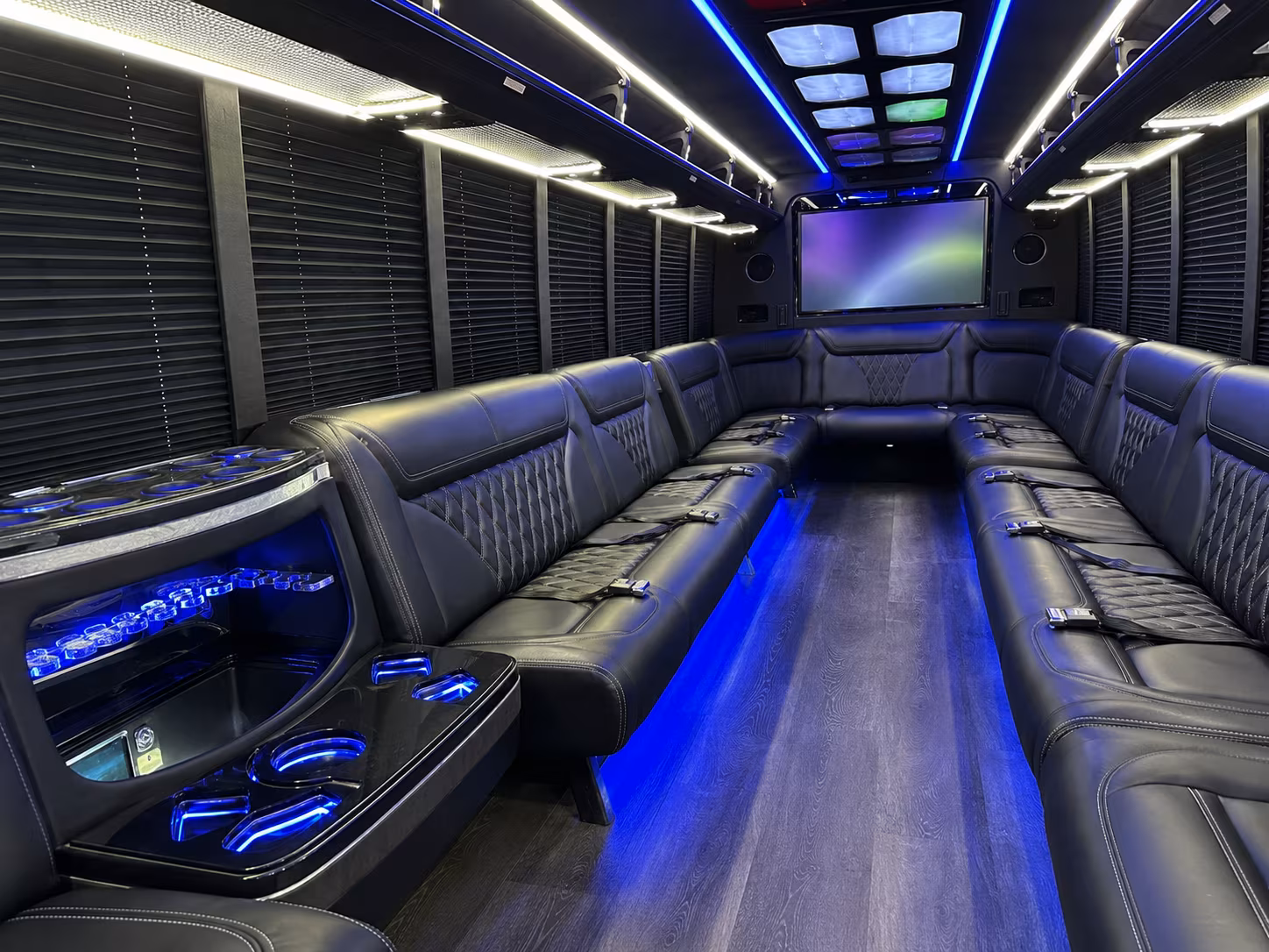 royal oak 20 passenger party bus inside