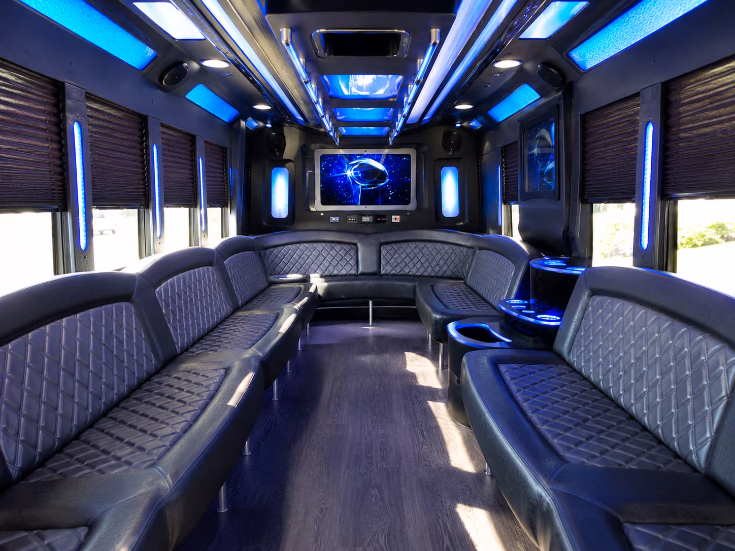 royal oak 28 passenger party bus inside
