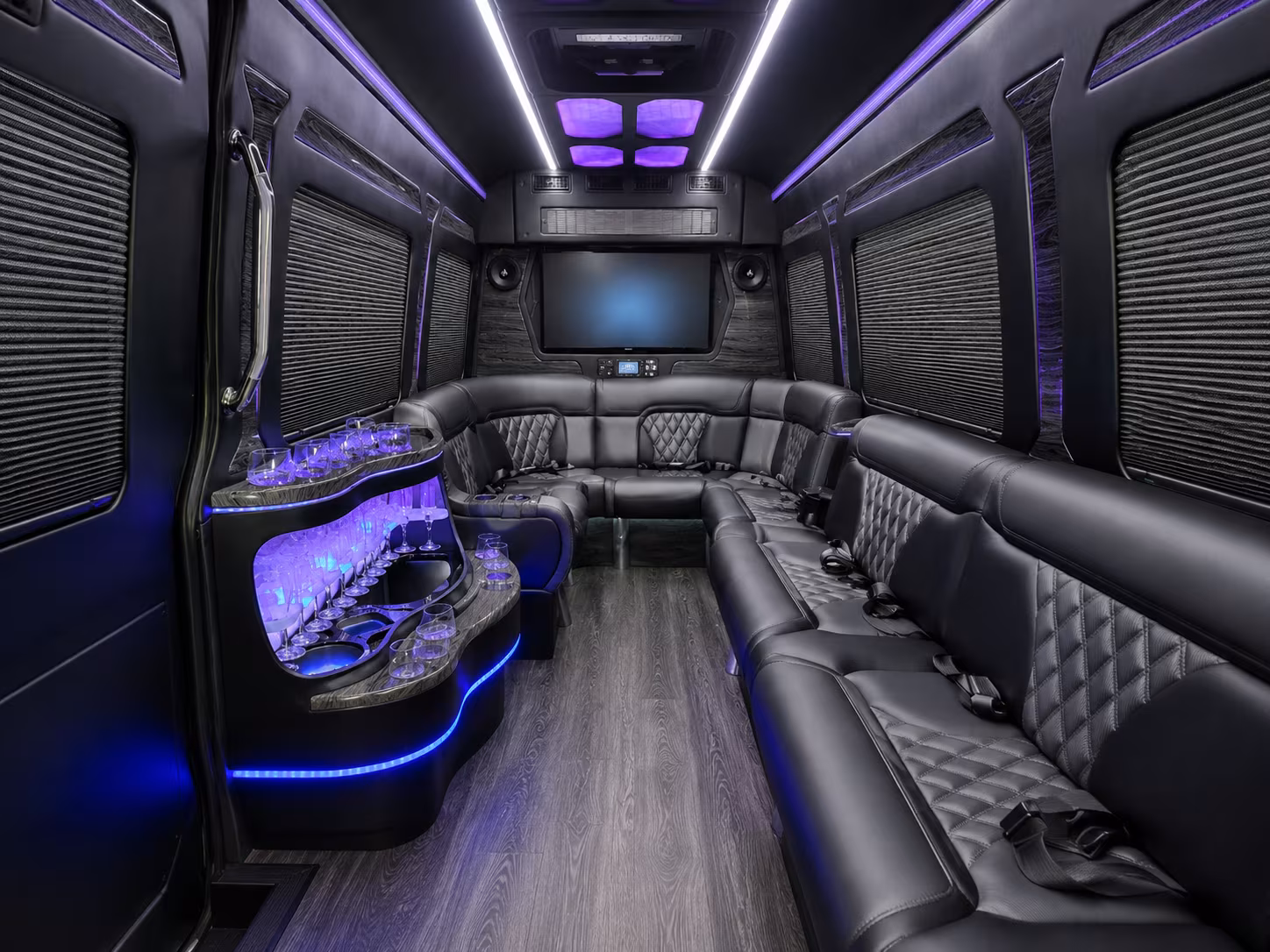 royal oak 30 passenger party bus inside