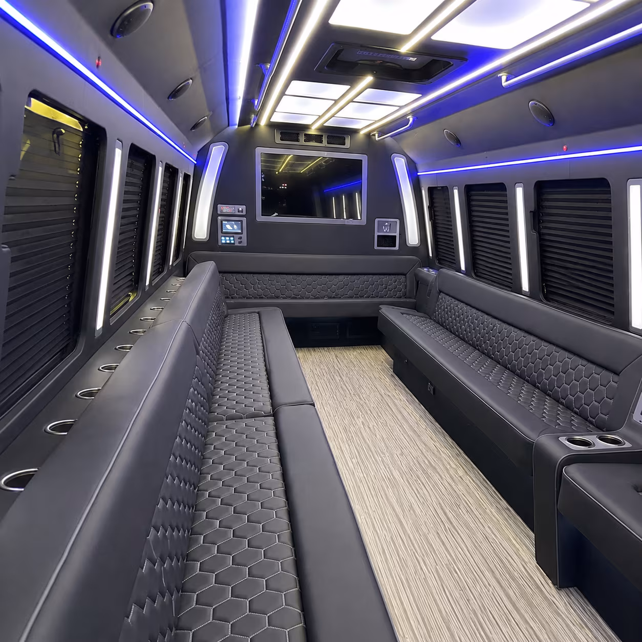 royal oak 40 passenger party bus inside